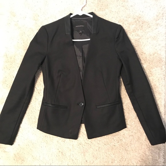 Banana Republic Black Collarless Blazer - Picture 2 of 5